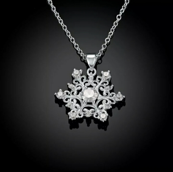 1 LEFT!!! 18K White Gold Plated Snowflake Necklace - Picture 5 of 8